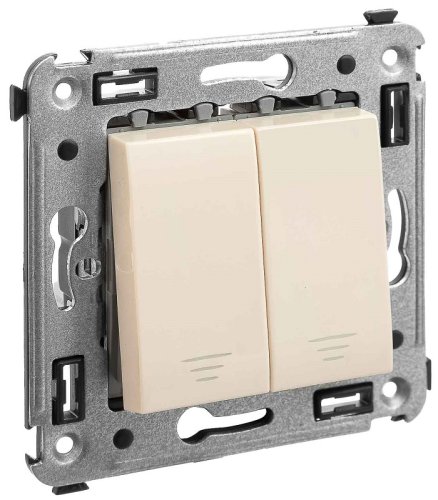 Выключатель кнопочный без рамки DKC Avanti 2-кл. ванильная дымка картинка